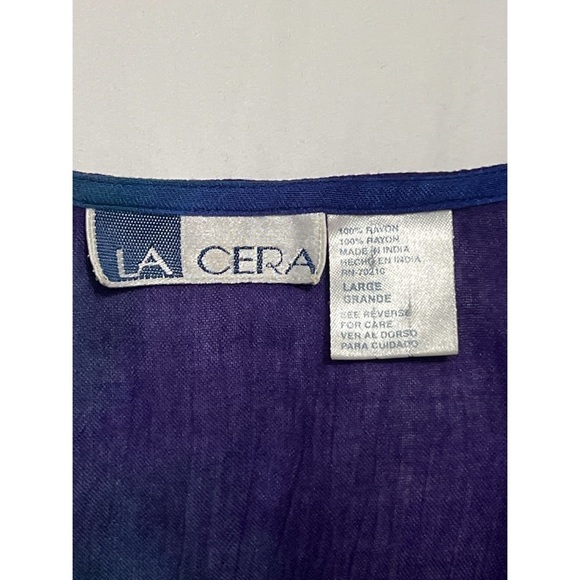 La Cera Dress Women’s Large Multi Floral Watercolor Button Front Fairy Boho Vtg - Picture 14 of 15